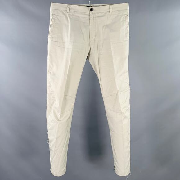 LANVIN Size 32 Ivory Cotton Ankle Zip Flat Front Dress Pants